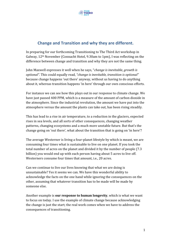change and transition and why they are different