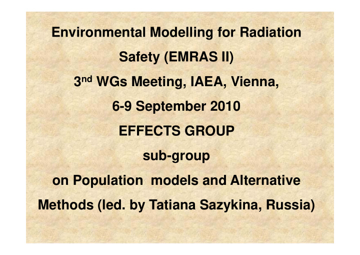 environmental modelling for radiation safety emras ii 3
