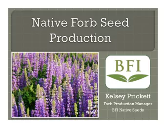 Kelsey Prickett  Forb Production Manager  BFI Native Seeds  Wild-collect v. Field  Production