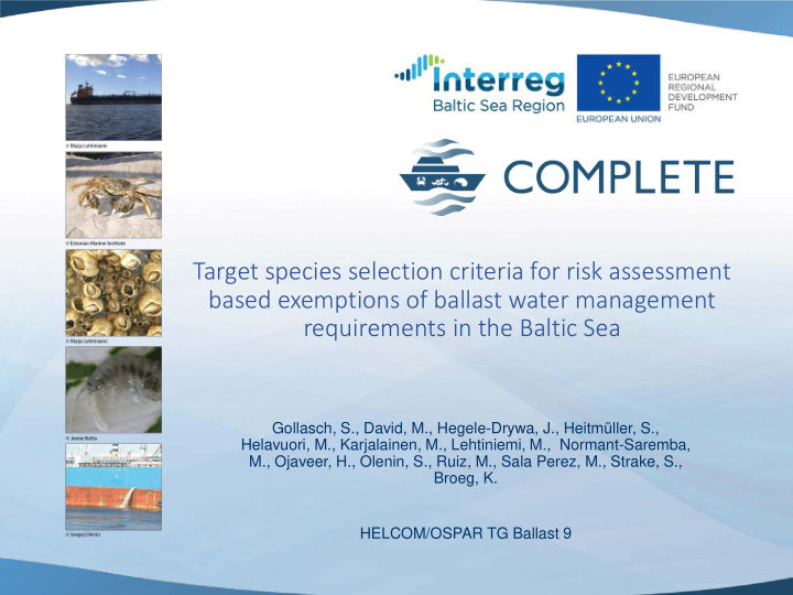 target species selection criteria for risk assessment