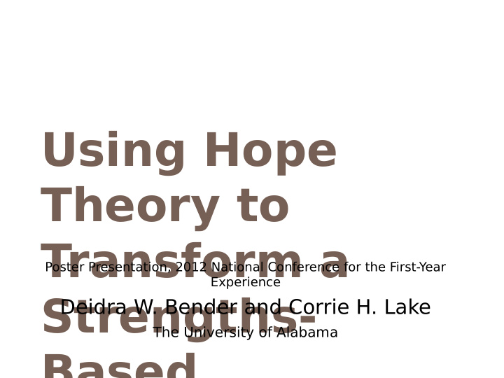 using hope theory to transform a
