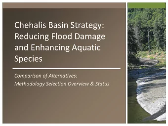 Chehalis Basin Strategy:  Reducing Flood Damage  and Enhancing Aquatic  Species  Comparison of