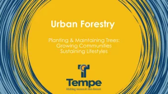 Urban Forestry  Planting &amp; Maintaining Trees:  Growing Communities  Sustaining Lifestyles  1