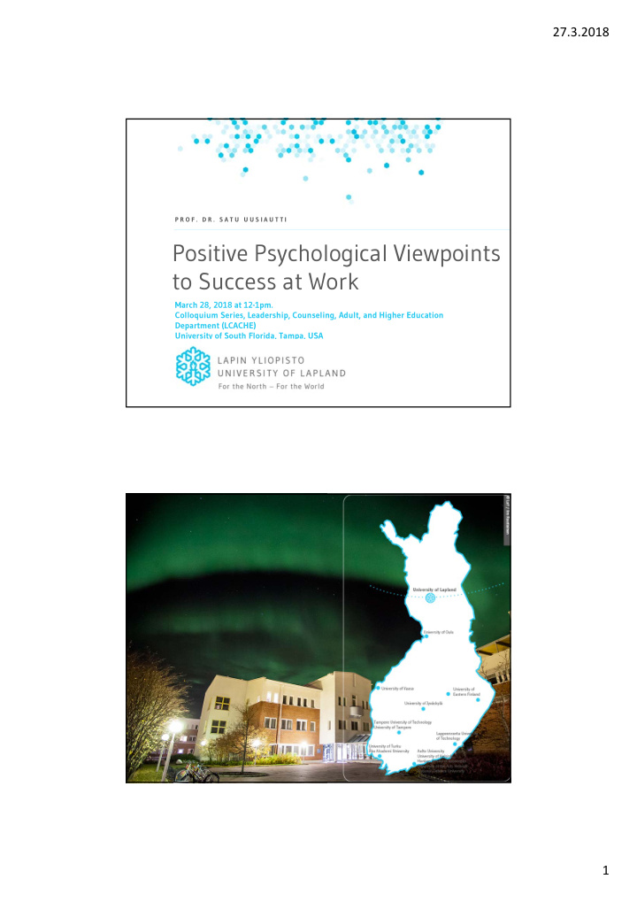 positive psychological viewpoints to success at work