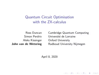 Quantum Circuit Optimisation  with the ZX-calculus  Ross Duncan  Cambridge Quantum Computing  Simon