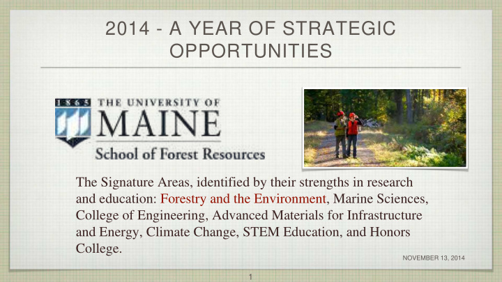 2014 a year of strategic opportunities