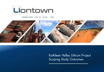 Kathleen Valley Lithium Project  Scoping Study Outcomes  1  Important Information  Fo  Forwar  ward