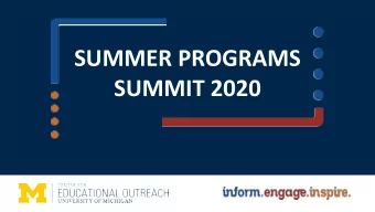 SUMMER PROGRAMS  SUMMIT 2020  WELCOME  Catalina Ormsby  Associate Director  U-M Center for