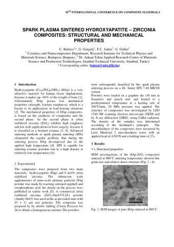 SPARK PLASMA SINTERED HYDROXYAPATITE  ZIRCONIA  COMPOSITES: STRUCTURAL AND MECHANICAL