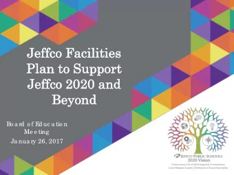 Jeffc  ffco Fa  Facili  cilities  Plan t  n to S  Supp  upport  Jeffco 20  2020  20 and  and  Be
