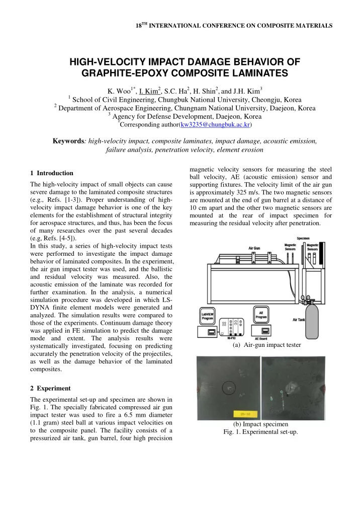 high velocity impact damage behavior of graphite epoxy