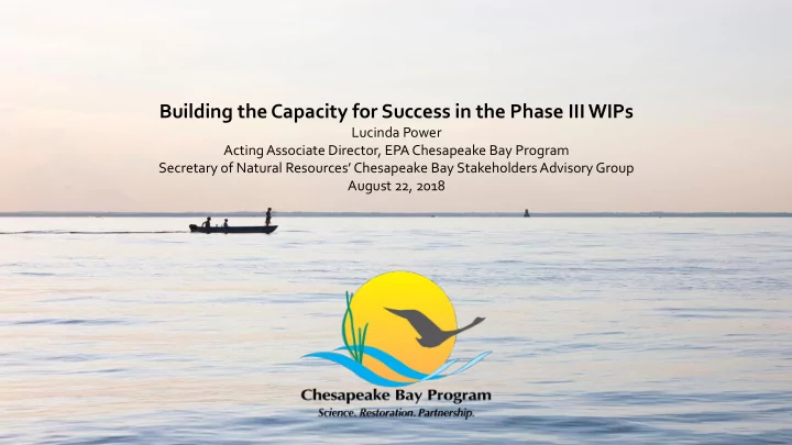 building the capacity for success in the phase iii wips