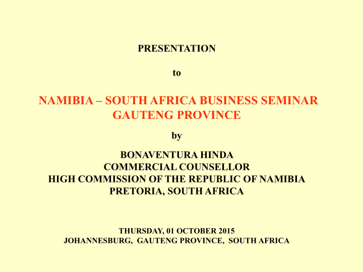 namibia south africa business seminar