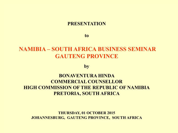 namibia south africa business seminar