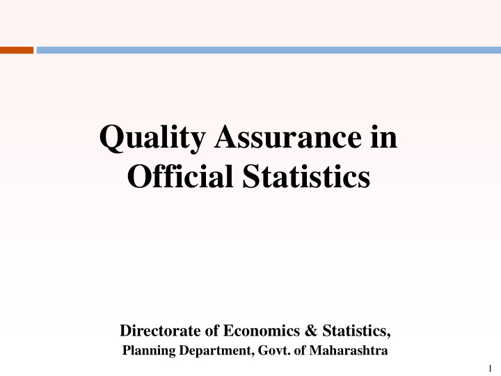 quality assurance in official statistics