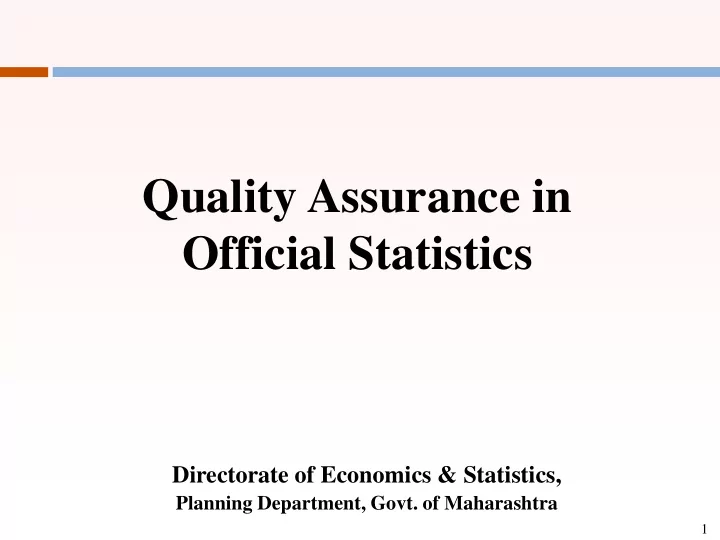 quality assurance in official statistics
