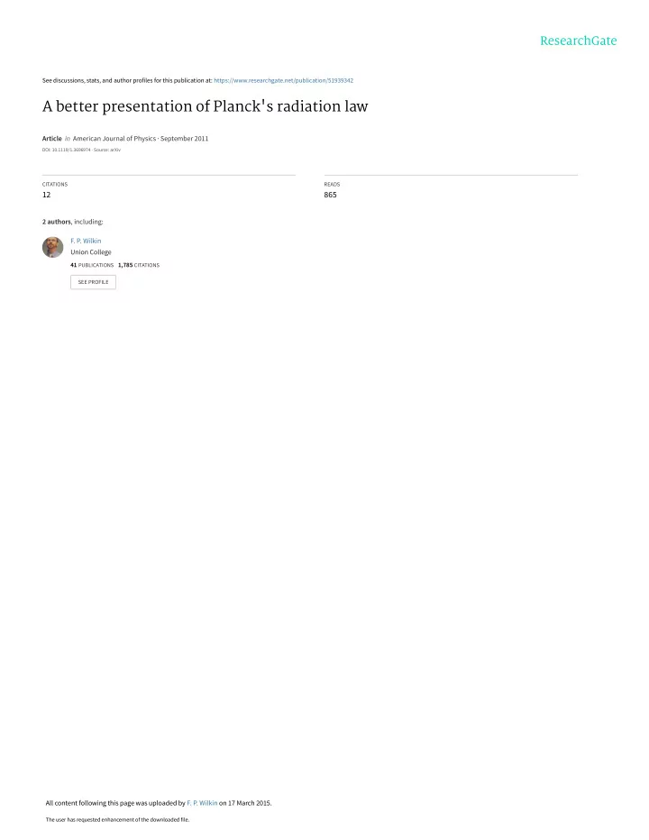 a better presentation of planck s radiation law