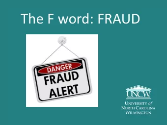 The F word: FRAUD  Agenda  About Internal Audit  Audit team  Internal Audit office overview