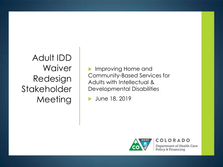 1 adult idd waiver