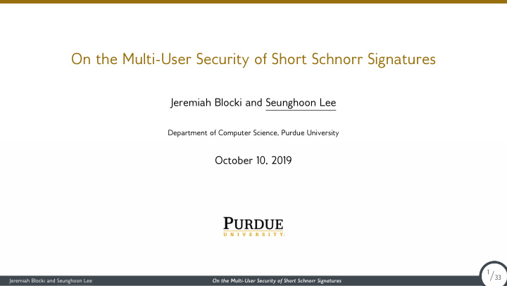 on the multi user security of short schnorr signatures