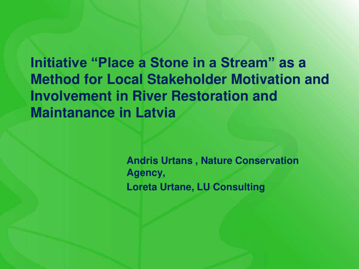 initiative place a stone in a stream as a