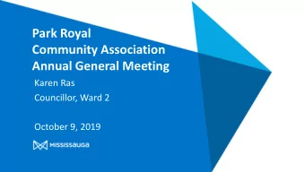Park Royal  Community Association  Annual General Meeting  Karen Ras  Councillor, Ward 2  October