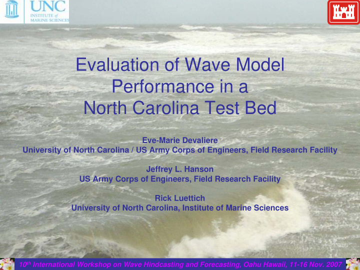 evaluation of wave model performance in a north carolina