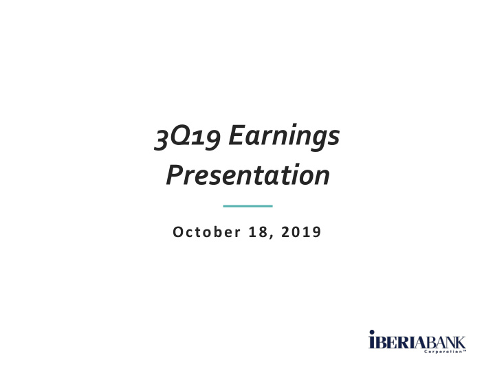 3q19 earnings presentation