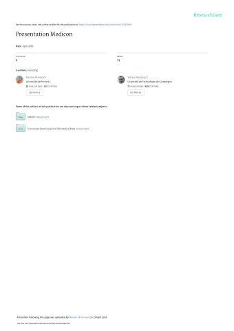 Presentation Medicon Data  April 2016  CITATIONS  READS  0  31 5 authors , including:  Mariam Al