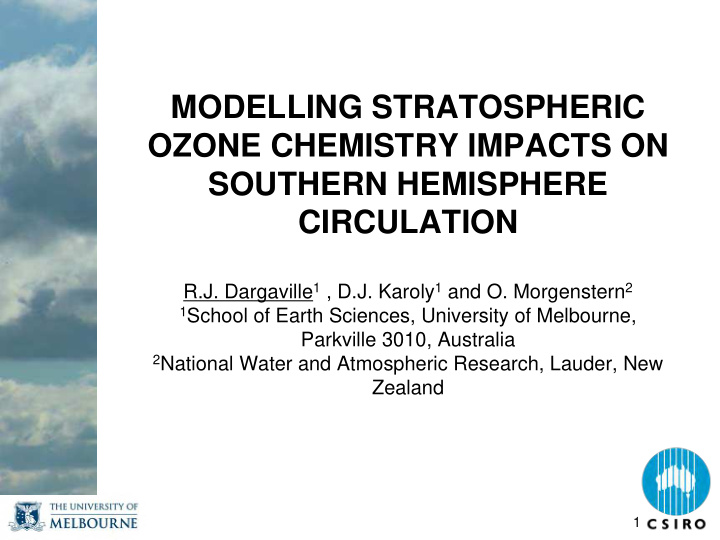 modelling stratospheric ozone chemistry impacts on