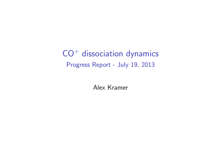 co dissociation dynamics