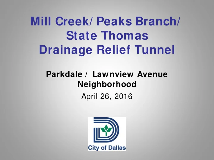 mill creek peaks branch state thomas drainage relief