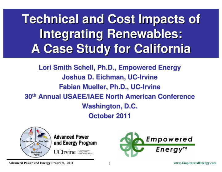 technical and cost impacts of technical and cost impacts