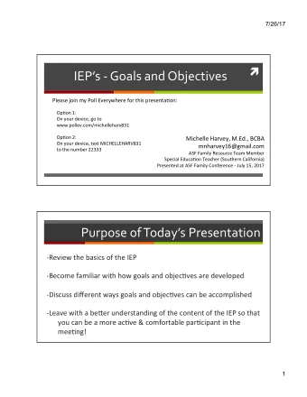 IEPs  -  Goals  and  Objectives    Please  join  my  Poll