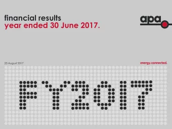 financial results  year ended 30 June 2017.  23 August 2017  disclaimer  This presentation has been