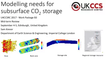 Modelling needs for subsurface CO 2 storage  UKCCSRC 2017 - Work Package B3  Mid-term Review
