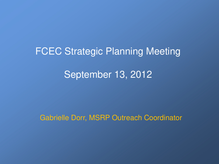 fcec strategic planning meeting september 13 2012