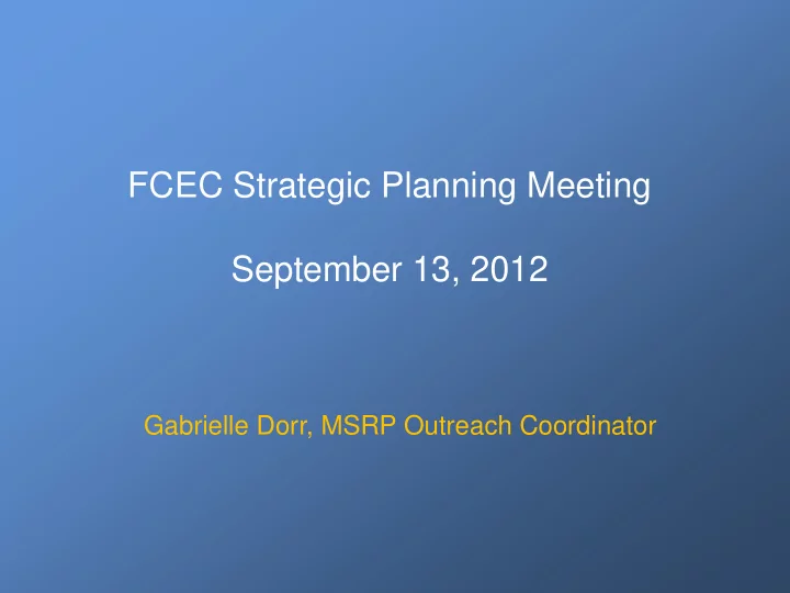 fcec strategic planning meeting september 13 2012