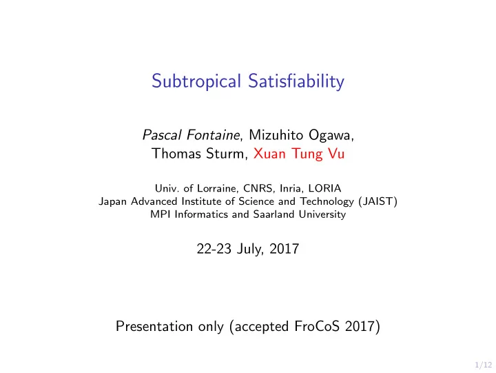 subtropical satisfiability