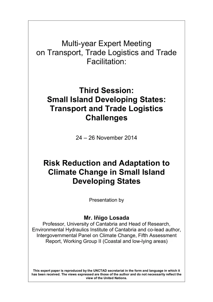 multi year expert meeting on transport trade logistics