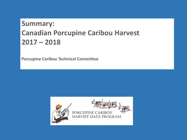 canadian porcupine caribou harvest