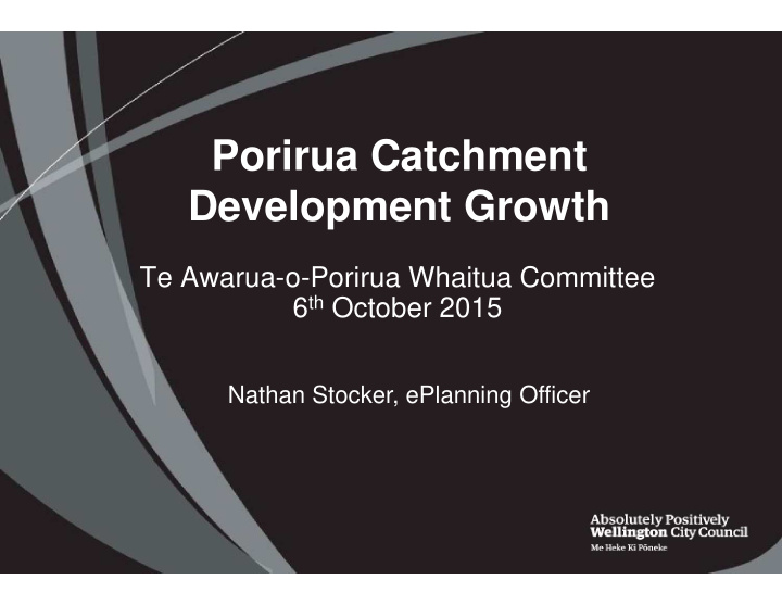porirua catchment development growth