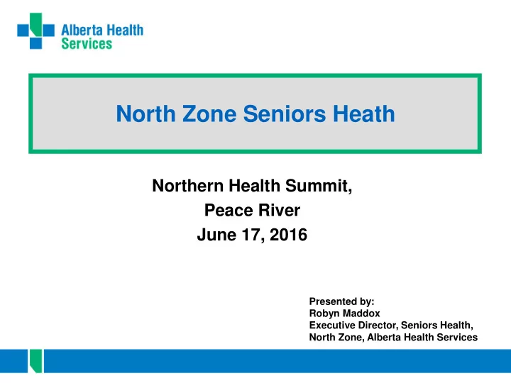 north zone seniors heath