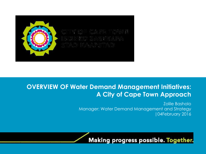 overview of water demand management initiatives a city of