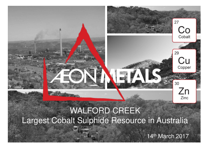 walford creek largest cobalt sulphide resource in