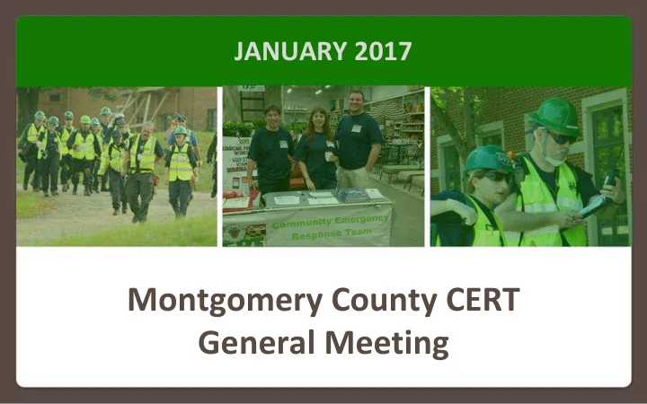 montgomery county cert general meeting tonight s agenda