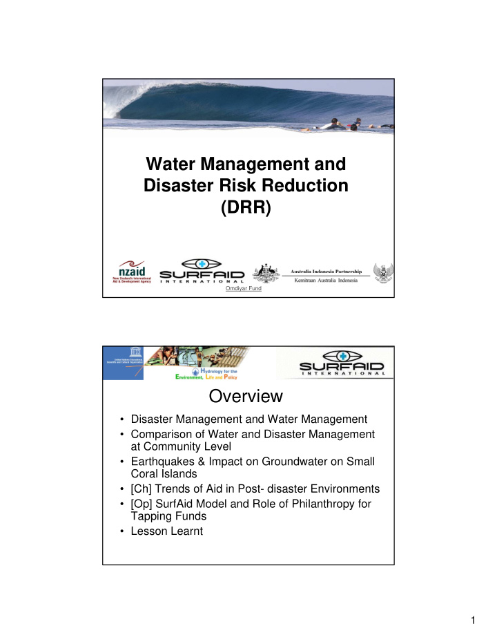water management and disaster risk reduction drr