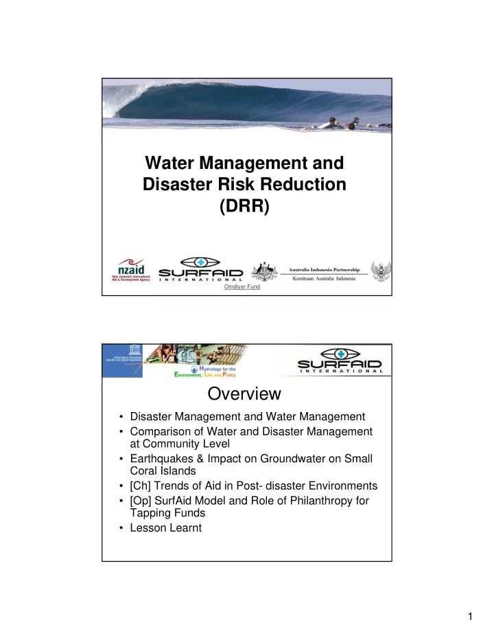 water management and disaster risk reduction drr