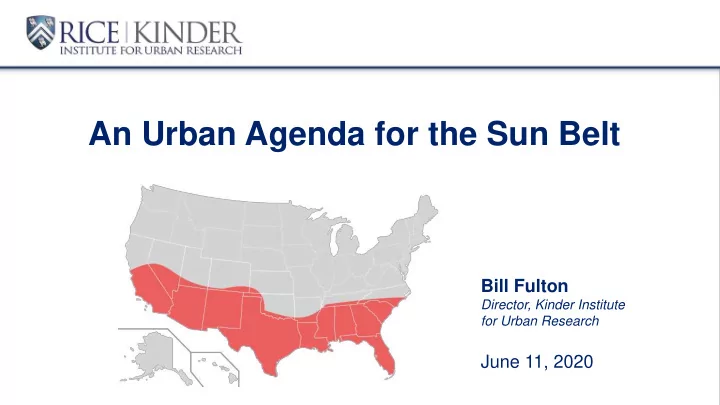 an urban agenda for the sun belt