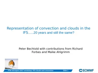 Representation of convection and clouds in the IFS ......20 years and still the same?  Peter